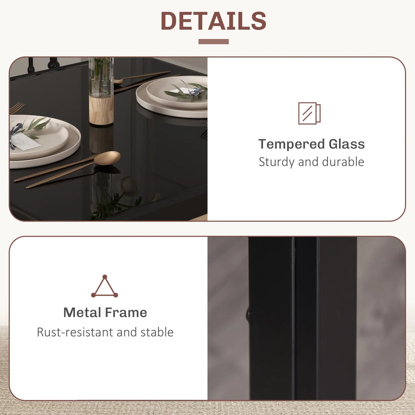 3-Piece Rectangular Glass Dining Table, Metal Frame, Faux Leather Chairs, Black Bar Sets at Gallery Canada