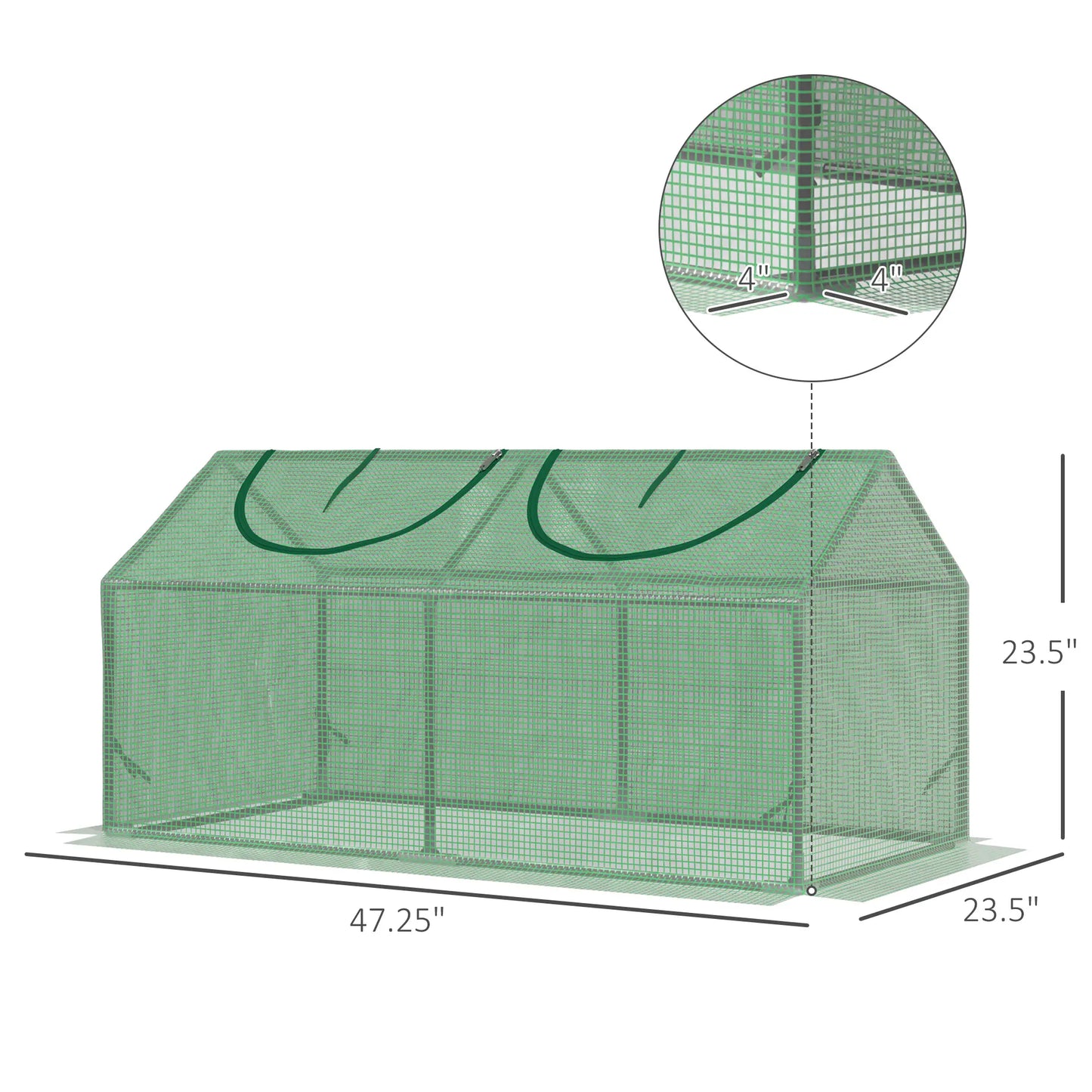 47" x 24" x 24" Portable Mini Greenhouse, Steel Frame, PE Cover, Green Mini Greenhouses at Gallery Canada