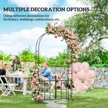 7.4 ft Garden Arch, Outdoor Trellis Arbor With Gate, Black Garden Arches at Gallery Canada