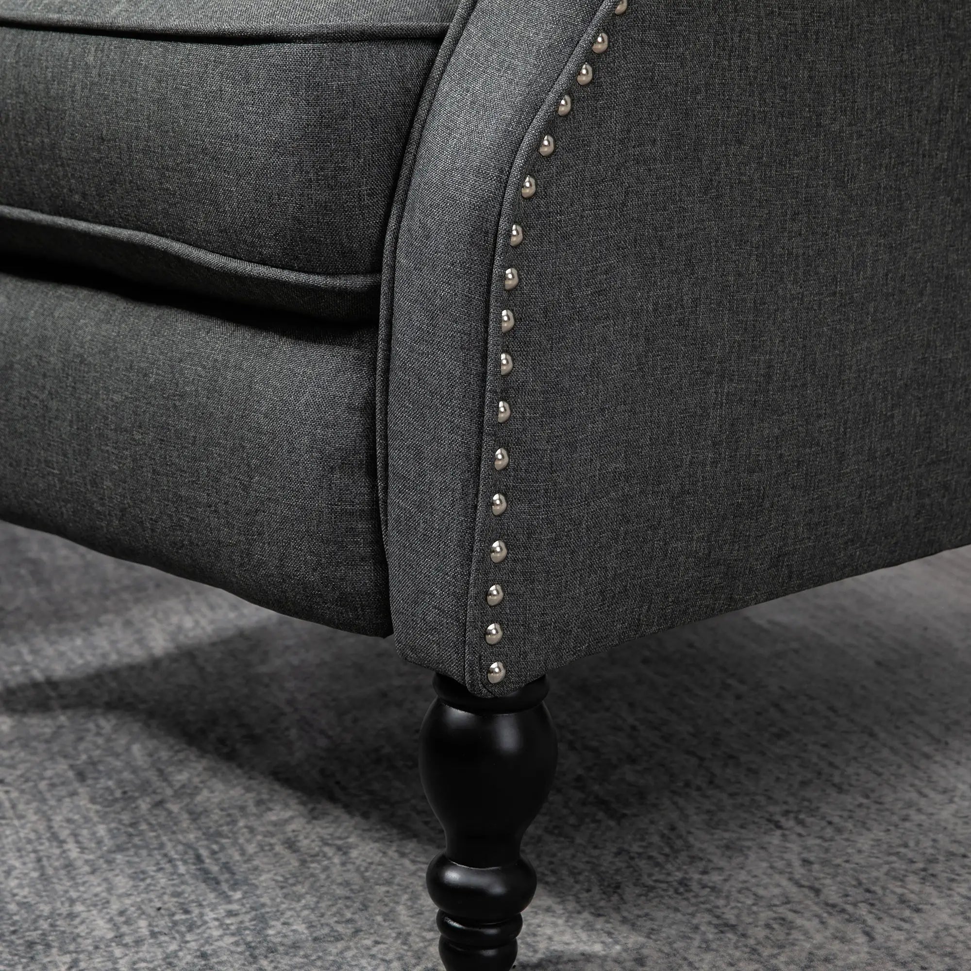Wingback Reclining Chair with Footrest, Button Tufted, Dark Grey Single Sofas at Gallery Canada