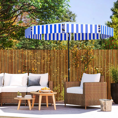 8.7FT Tilting Patio Umbrella, 8 Ribs, Crank Handle, Navy Blue Sun Umbrellas at Gallery Canada