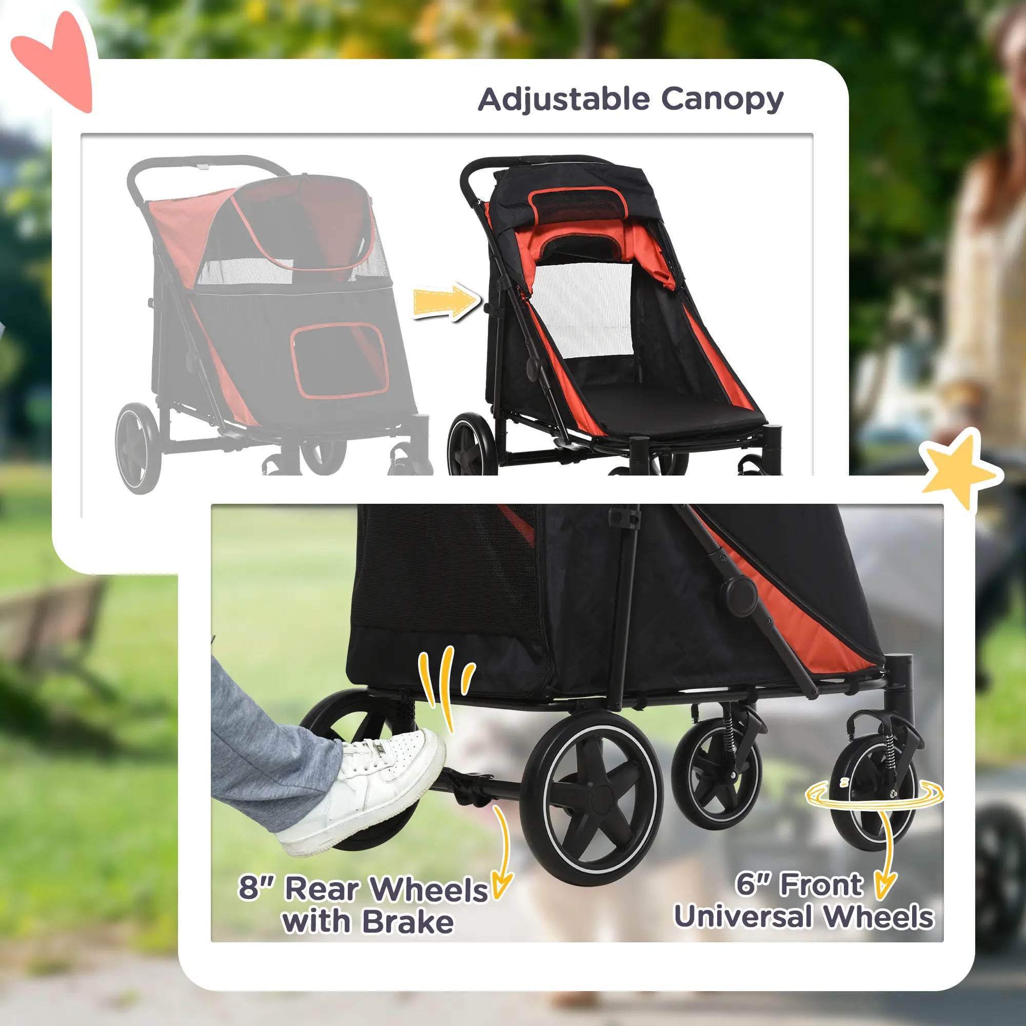 Foldable Pet Stroller, Universal Wheels, Shock Absorber, Large & Medium Dogs, Red Dog Bike Trailers & Strollers at Gallery Canada