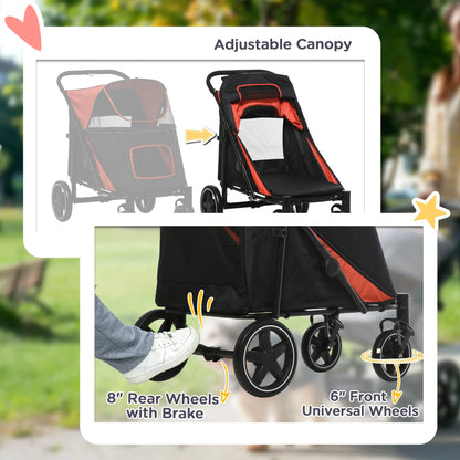 Foldable Pet Stroller, Universal Wheels, Shock Absorber, Large & Medium Dogs, Red Dog Bike Trailers & Strollers at Gallery Canada