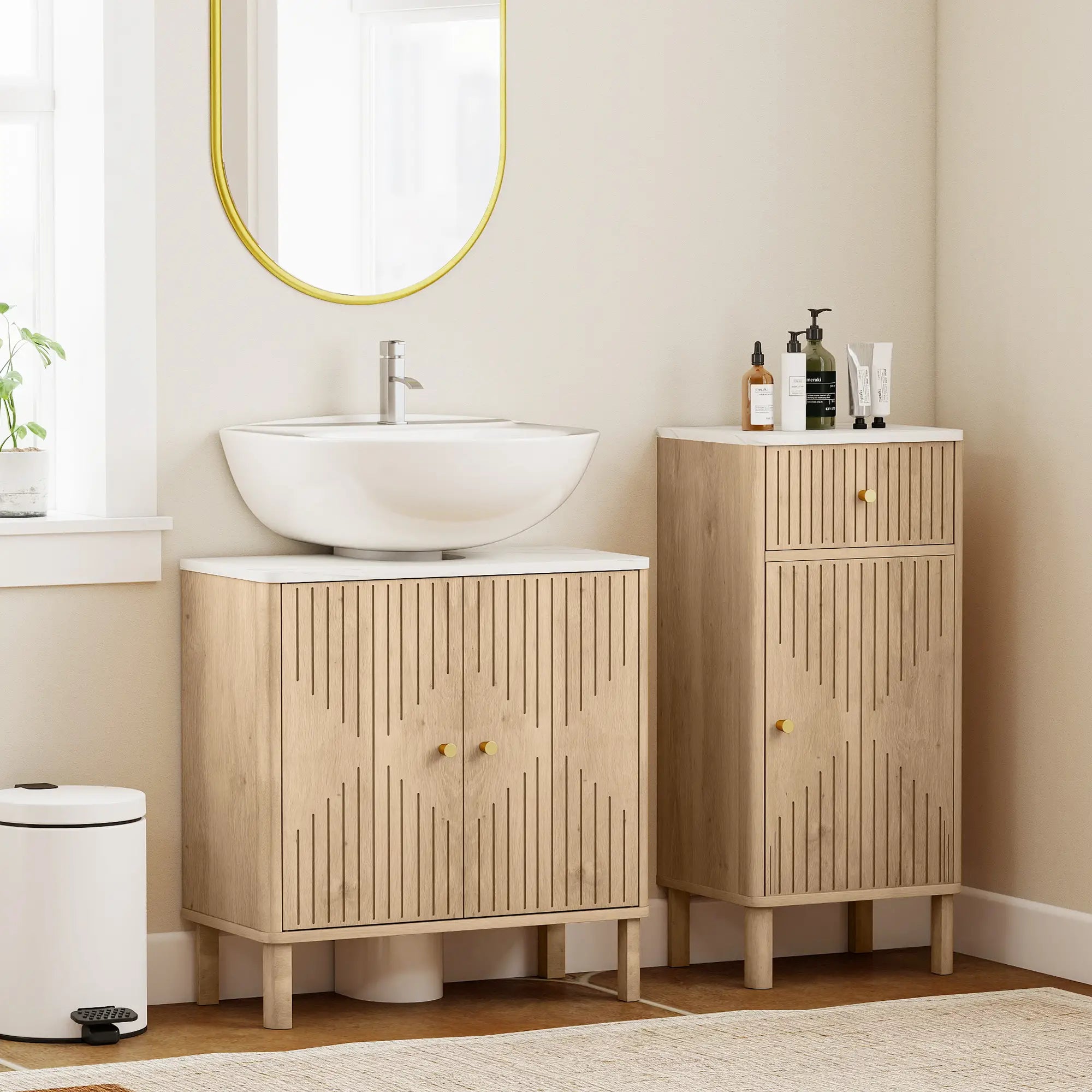 Floor Standing Bathroom Vanity, Bathroom Vanity Cabinet with Adjustable Shelf, Oak Sink Cabinets at Gallery Canada