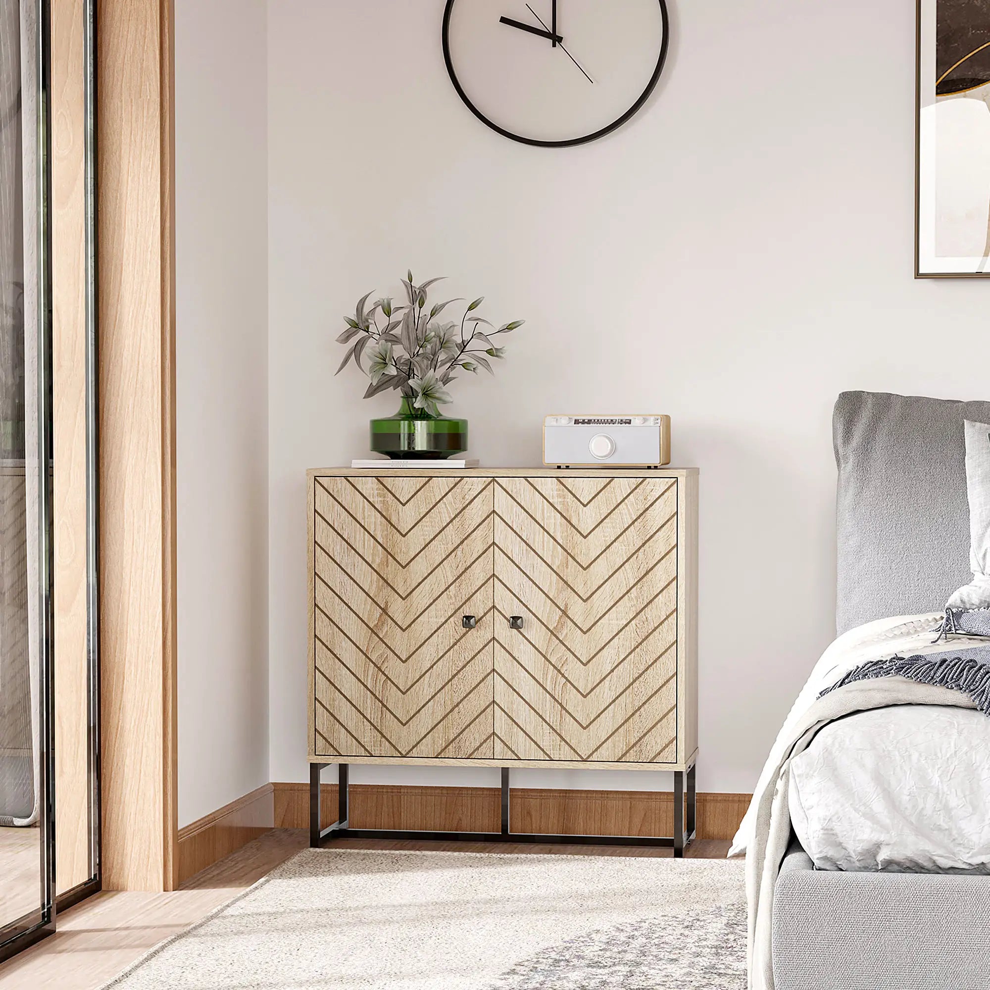 Modern Sideboard, Buffet Cabinet with 2 Doors, Adjustable Shelf, 31.5