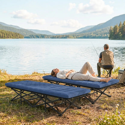 Set Of 2 Camping Cots With Soft Pad, 32" Extra Wide, Blue Camping Cots at Gallery Canada