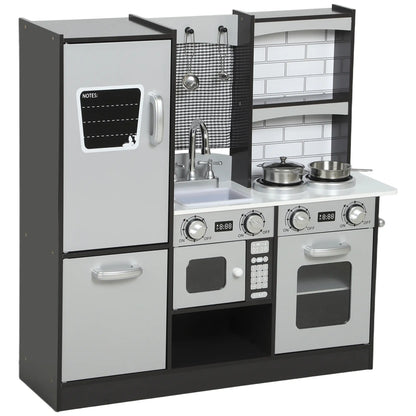 Kids Play Kitchen, Pretend Playset with Sound, Ages 3-8, Dark Brown Play Kitchen Dark Brown, White, Silver Tone at Gallery Canada