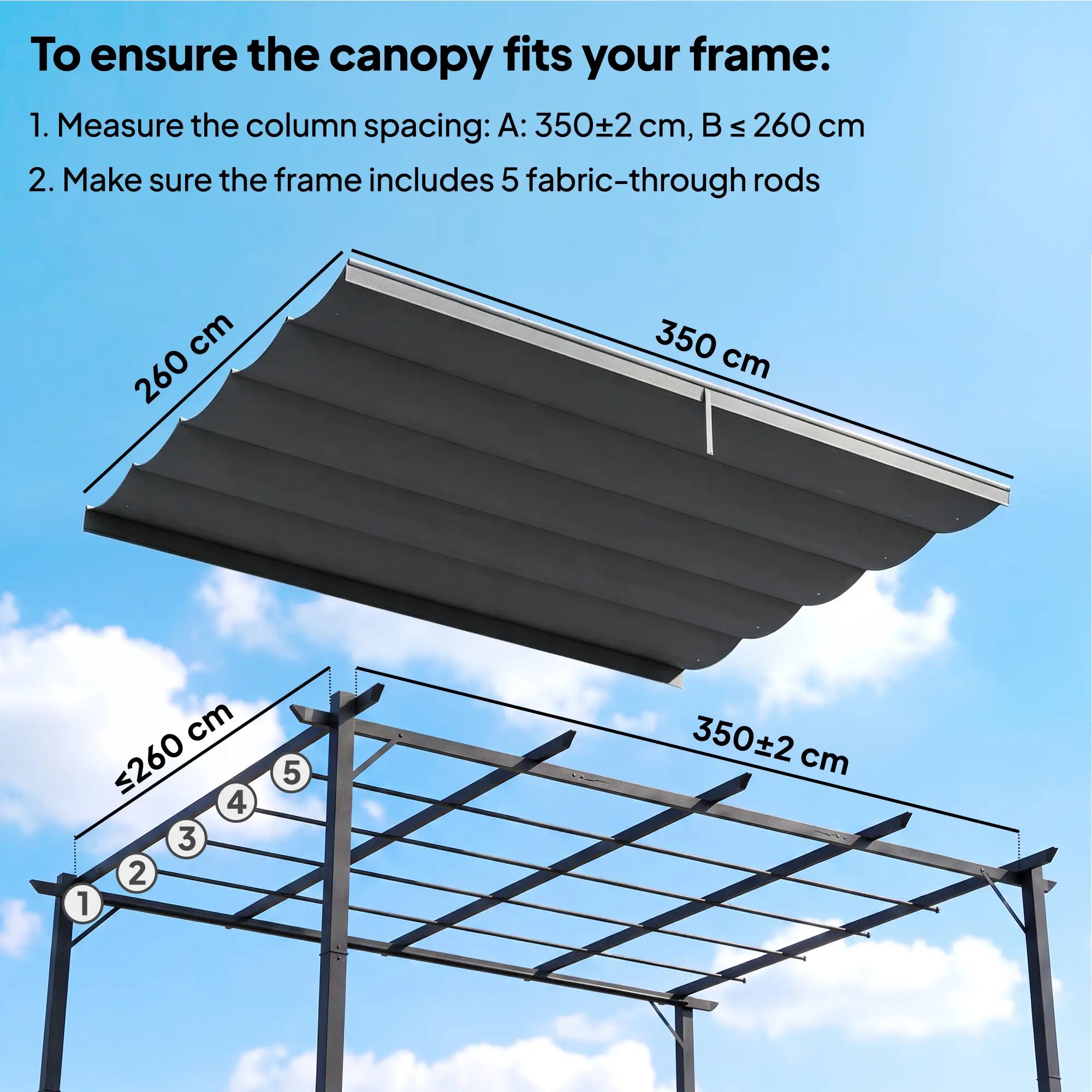 8.5'x11.5' Retractable Pergola Canopy Replacement, Dark Grey Gazebo Canopy Replacement at Gallery Canada