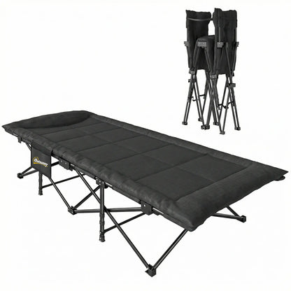 Camping Cot For Adults, 31.5" Wide, Padded Cushion, Carry Bag, Black Camping Cots at Gallery Canada