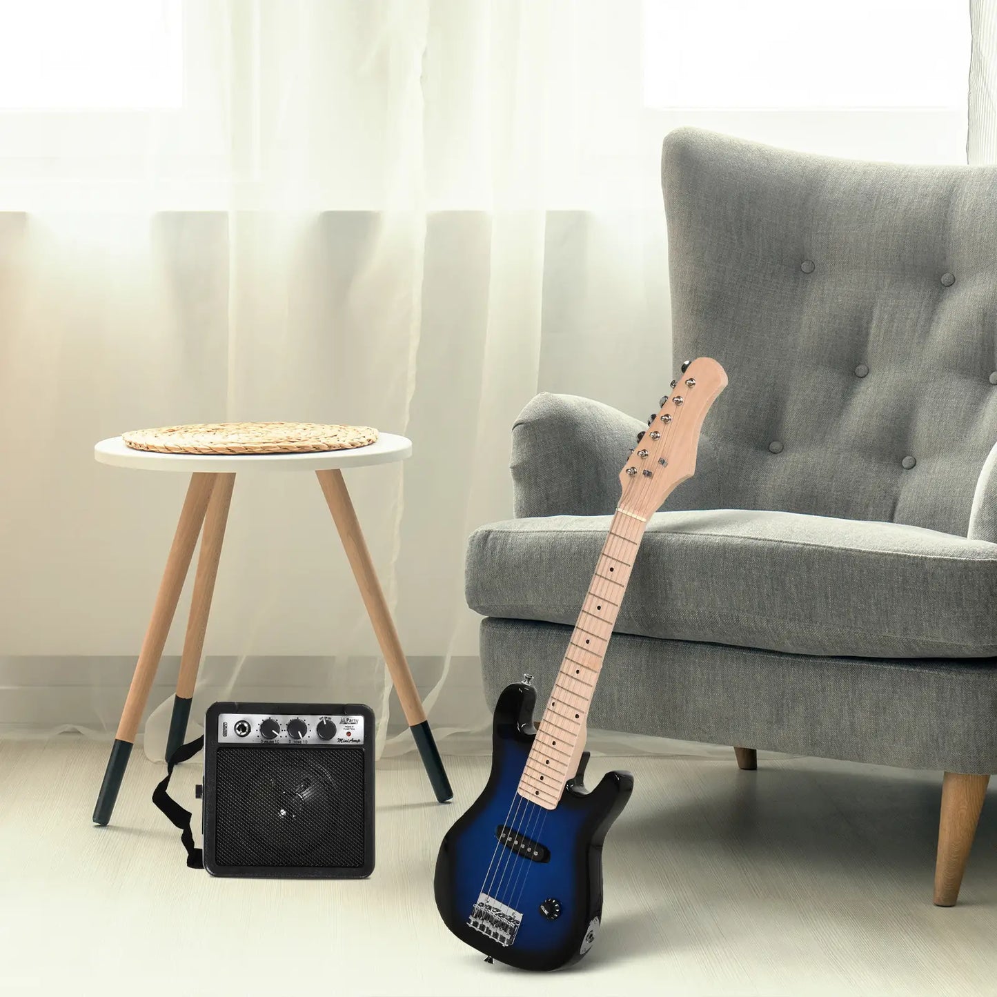 30 Inch Kids Electric Guitar, 3/4 Size, Starter Kit, Blue/Black Electronic Musical Pianos at Gallery Canada