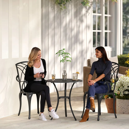 3 Pc Patio Bistro Set, Cast Aluminum, Coffee Table, 2 Armchairs, Brown Bistro Sets at Gallery Canada