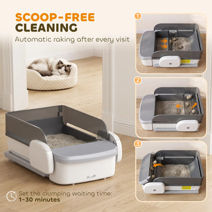 Automatic Cat Litter Box, Self Cleaning, App Control, Open Top, Grey Cat Litter Box Enclosures at Gallery Canada