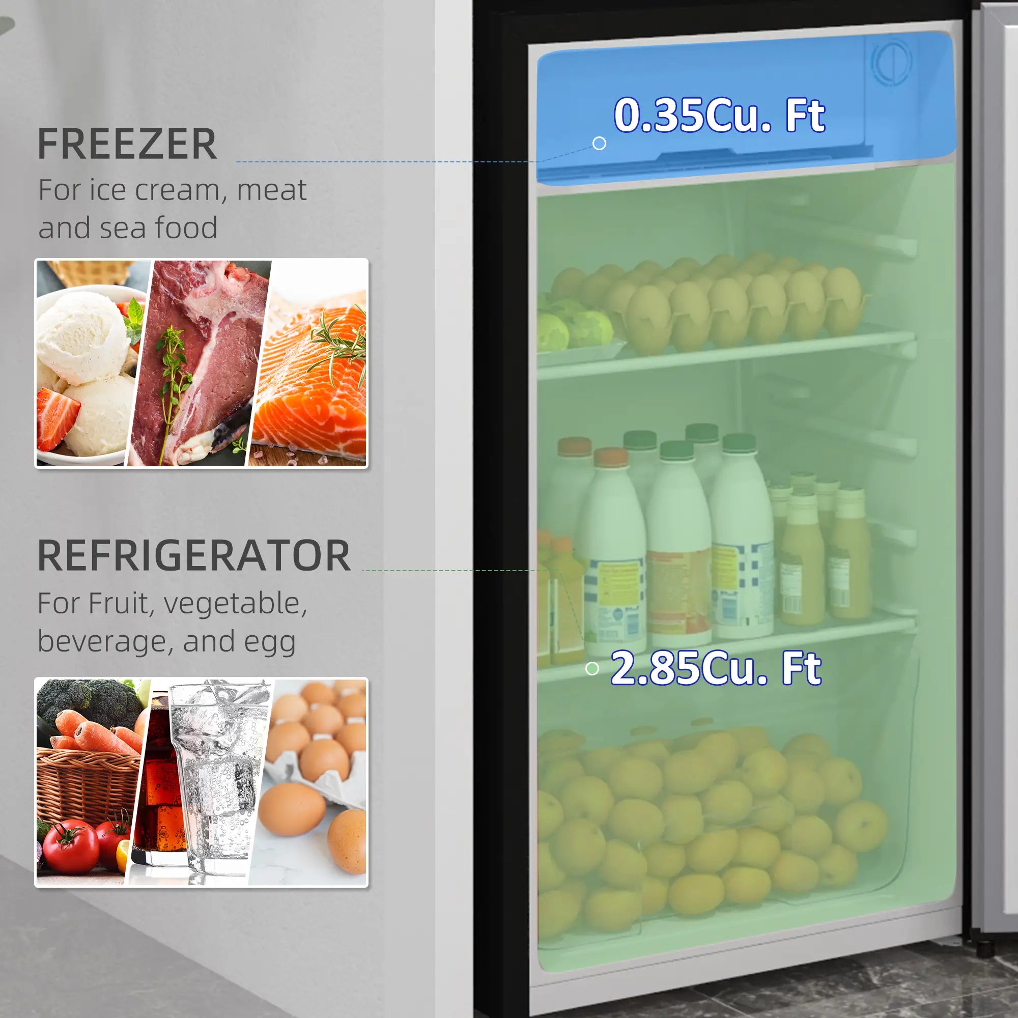 Compact Refrigerator, Mini Fridge with Freezer, Adjustable Shelf, Silver Small Kitchen Appliances at Gallery Canada