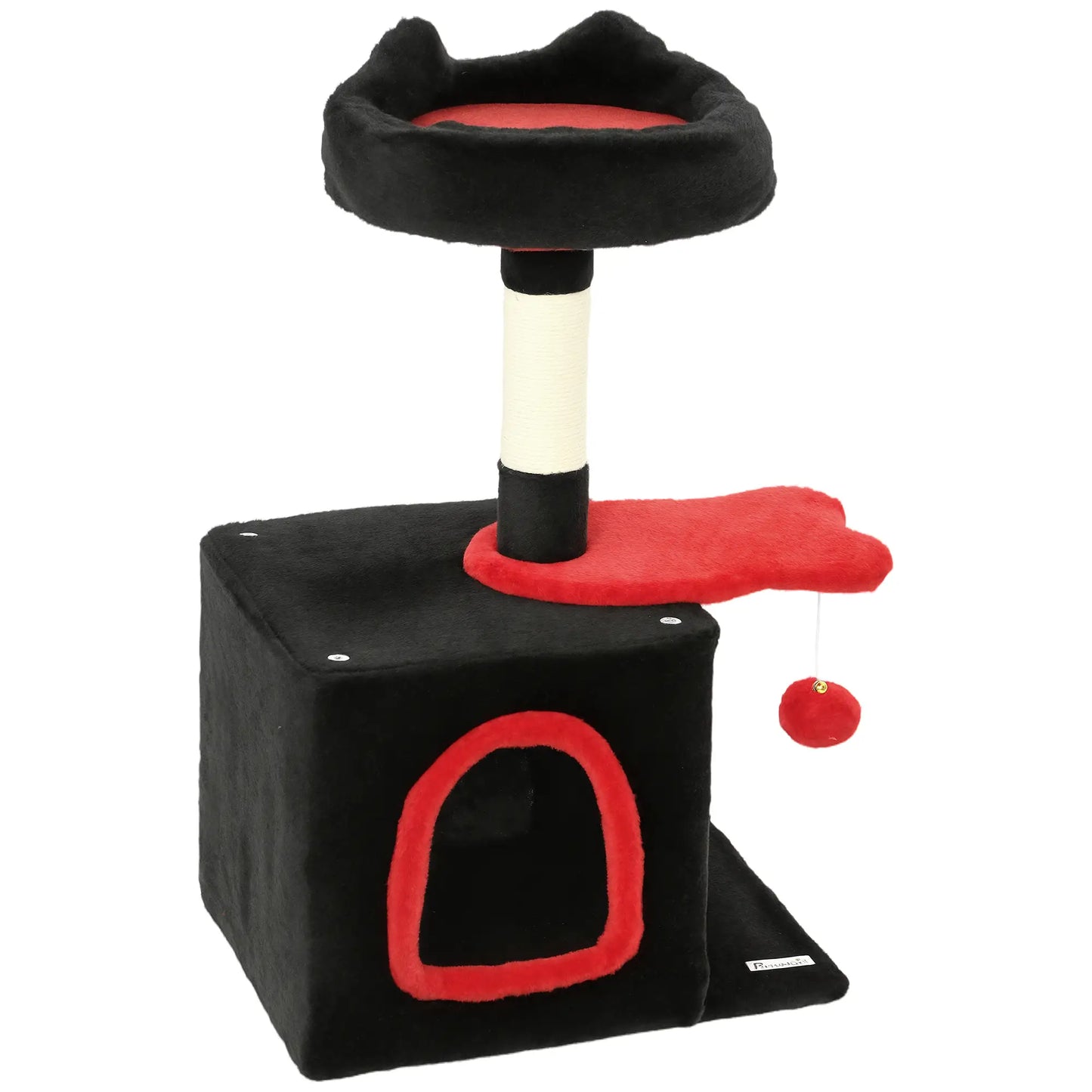 28" Gothic Cat Tree Tower, Plush Bed, Condo, Scratching Post, Red & Black Cat Posts Black, Red at Gallery Canada