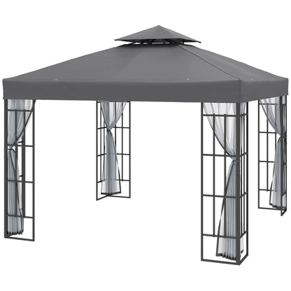 10'x10' Garden Gazebo, Portable Canopy, Mosquito Netting, Grey Gazebos Black, Grey at Gallery Canada