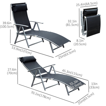 Heavy Duty Adjustable Folding Reclining Chair, Outdoor Sun Lounger, Black Lounger Chairs at Gallery Canada