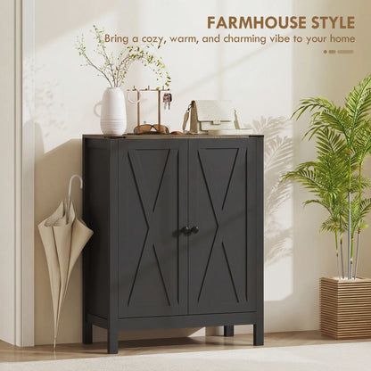 Shoe Cabinet With Barn Doors, Adjustable Shelves, 15 Pairs, Black Shoe Storage Cabinets & Racks at Gallery Canada