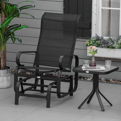 Patio Glider with Breathable Mesh, Outdoor Rocking Chair, Black Outdoor Gliders at Gallery Canada