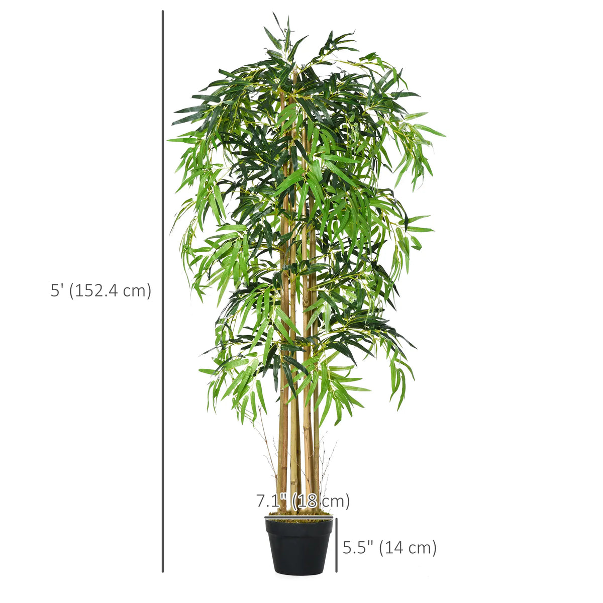 5FT Artificial Bamboo Tree, 1095 Leaves, Nursery Pot, Indoor, Green Artificial Trees at Gallery Canada