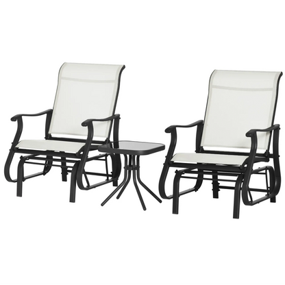 3pc Gliding Rocking Chair Set Cream White, Cream White Outdoor Gliders Brown, Cream White, Black at Gallery Canada