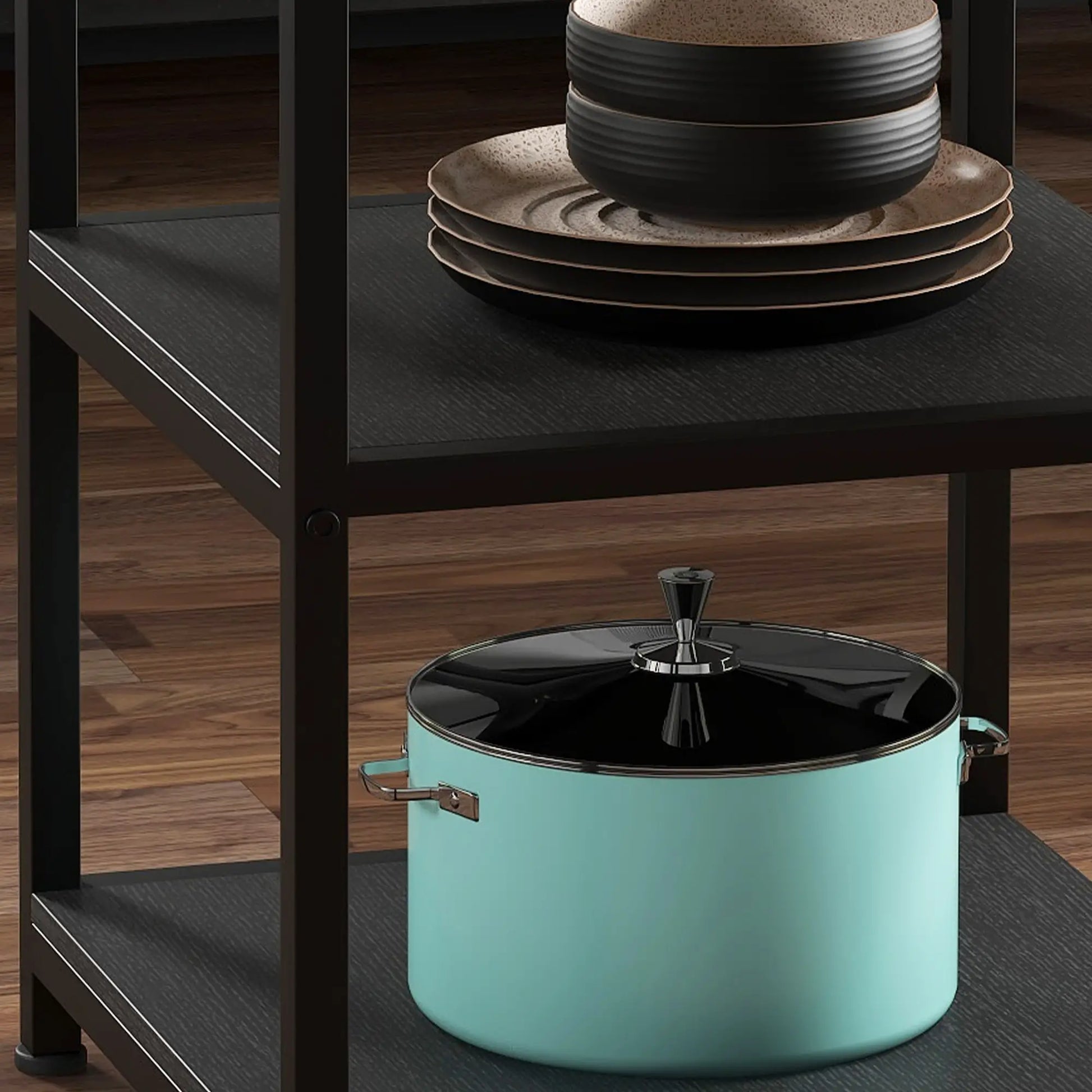 Round Kitchen Table, 39.4 Inch, Storage Shelves, Rustic Brown Bar Tables & Dining Tables at Gallery Canada