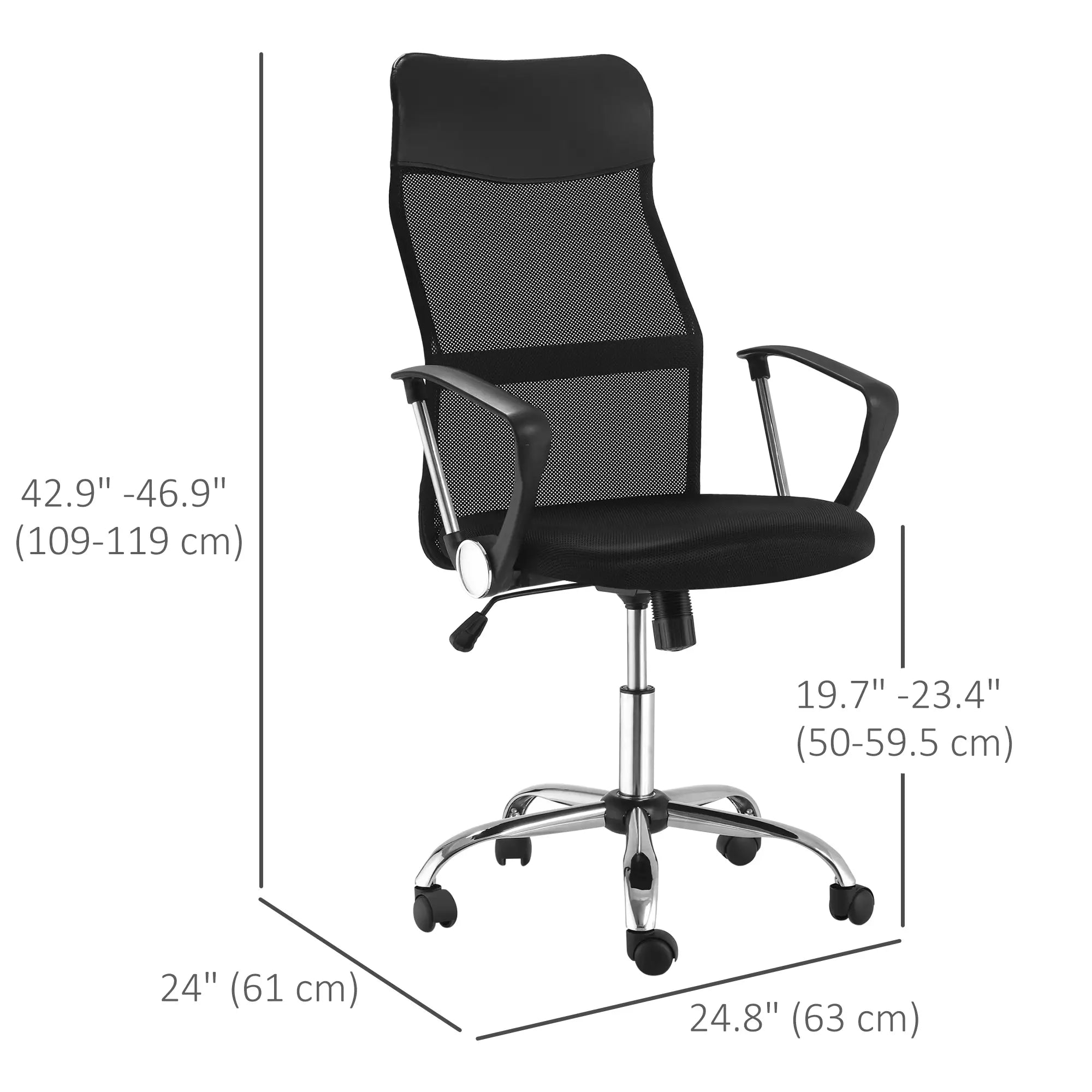 Ergonomic Mesh Office Chair, High Back, Adjustable Height, Black Task Chairs at Gallery Canada