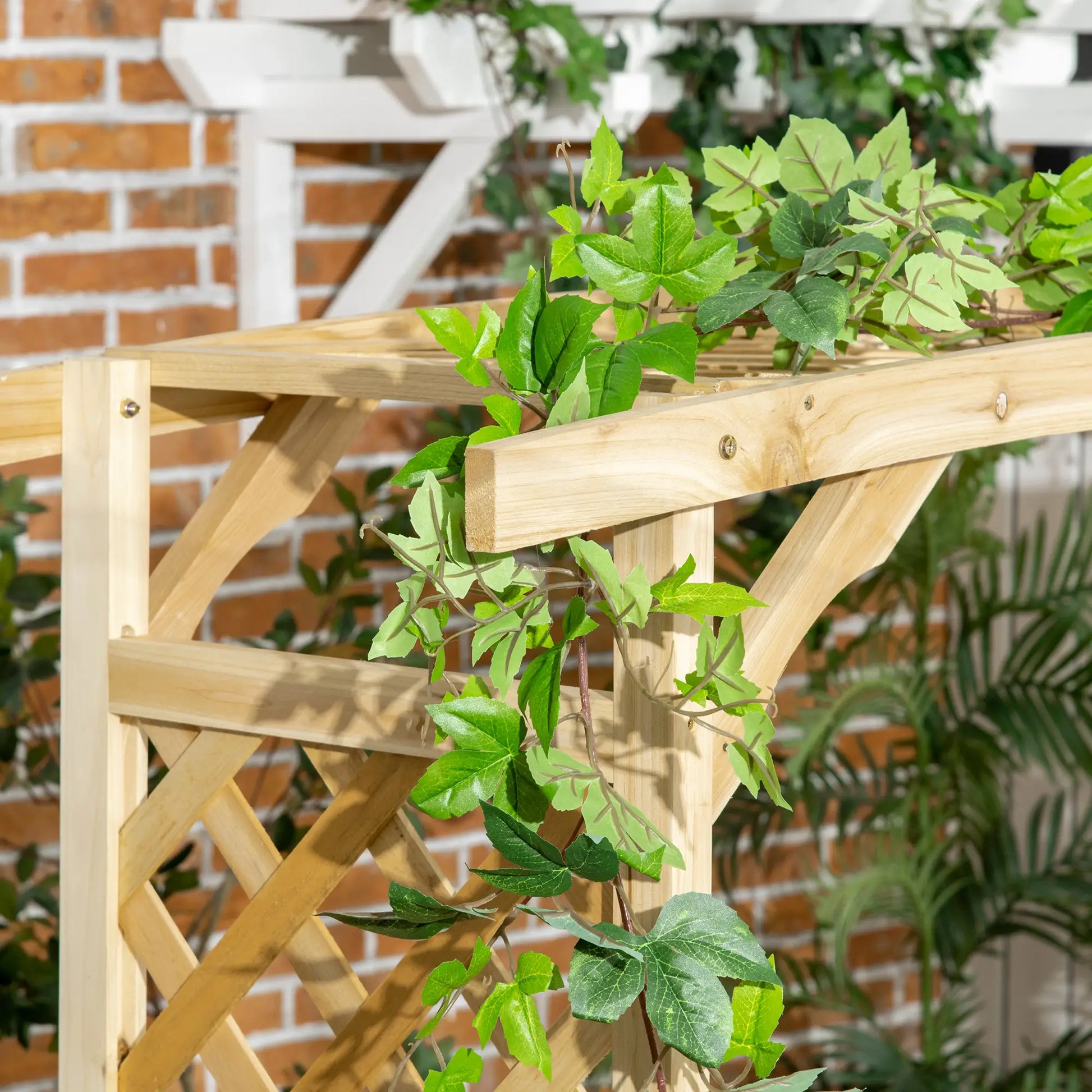 Wooden Garden Arch with Bench, Arbor Trellis for Climbing Plants, Natural Outdoor Benches at Gallery Canada