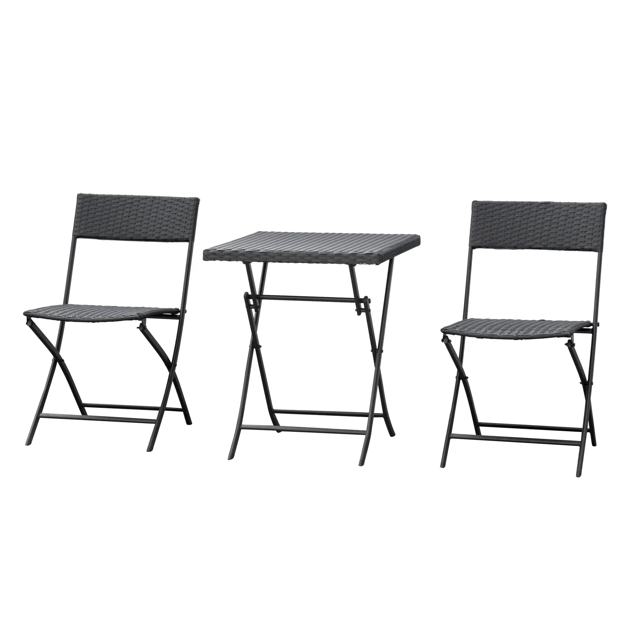 3-Piece Outdoor Folding Rattan Bistro Set, Mixed Brown, Brown Bistro Sets Mixed Brown at Gallery Canada