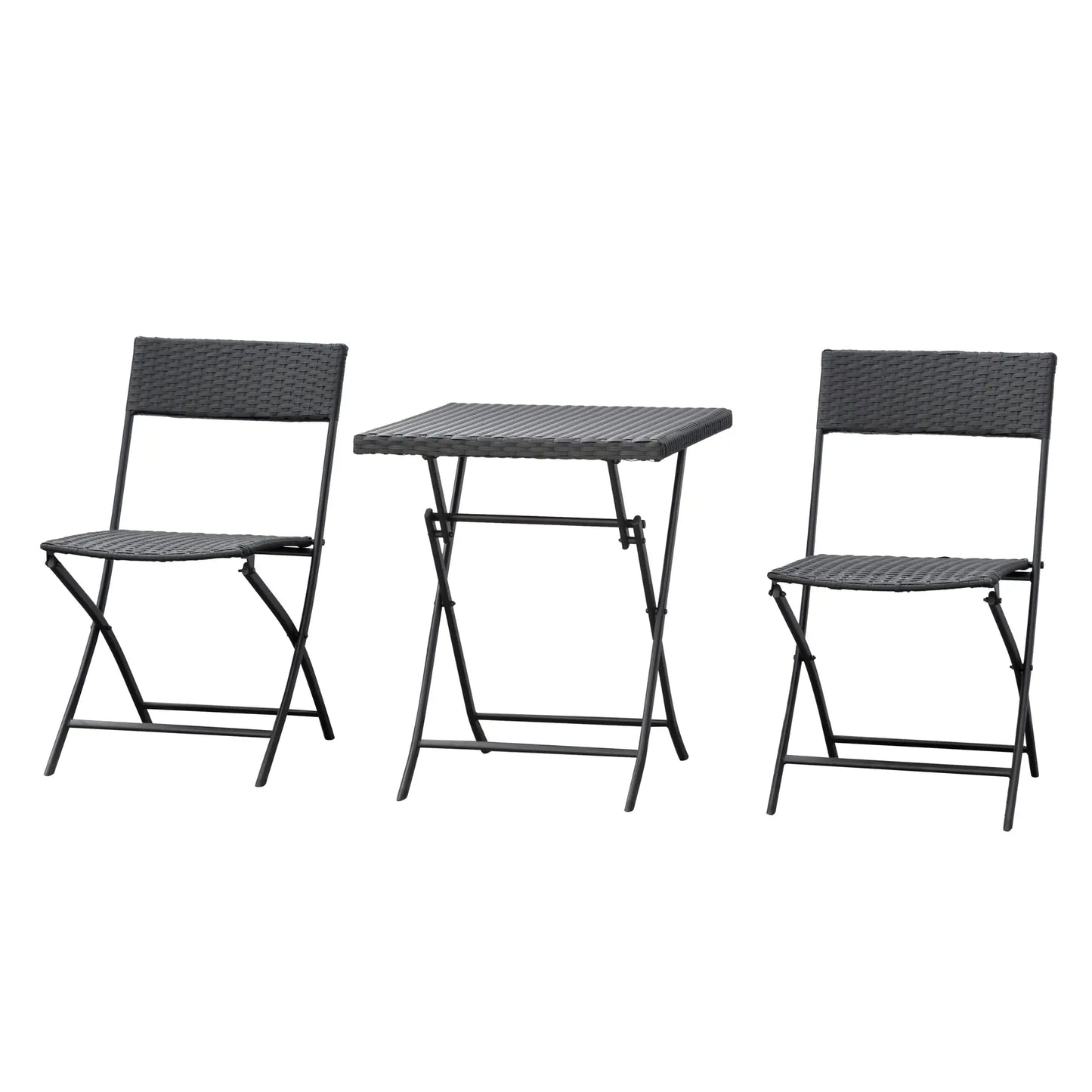 3-Piece Outdoor Folding Rattan Bistro Set, Mixed Brown, Brown Bistro Sets Mixed Brown at Gallery Canada