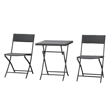 3-Piece Outdoor Folding Rattan Bistro Set, Mixed Brown, Brown Bistro Sets Mixed Brown at Gallery Canada