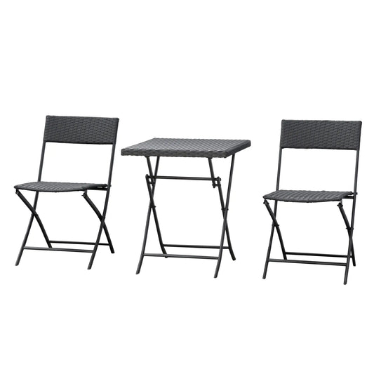 3-Piece Outdoor Folding Rattan Bistro Set, Mixed Brown, Brown Bistro Sets Mixed Brown at Gallery Canada