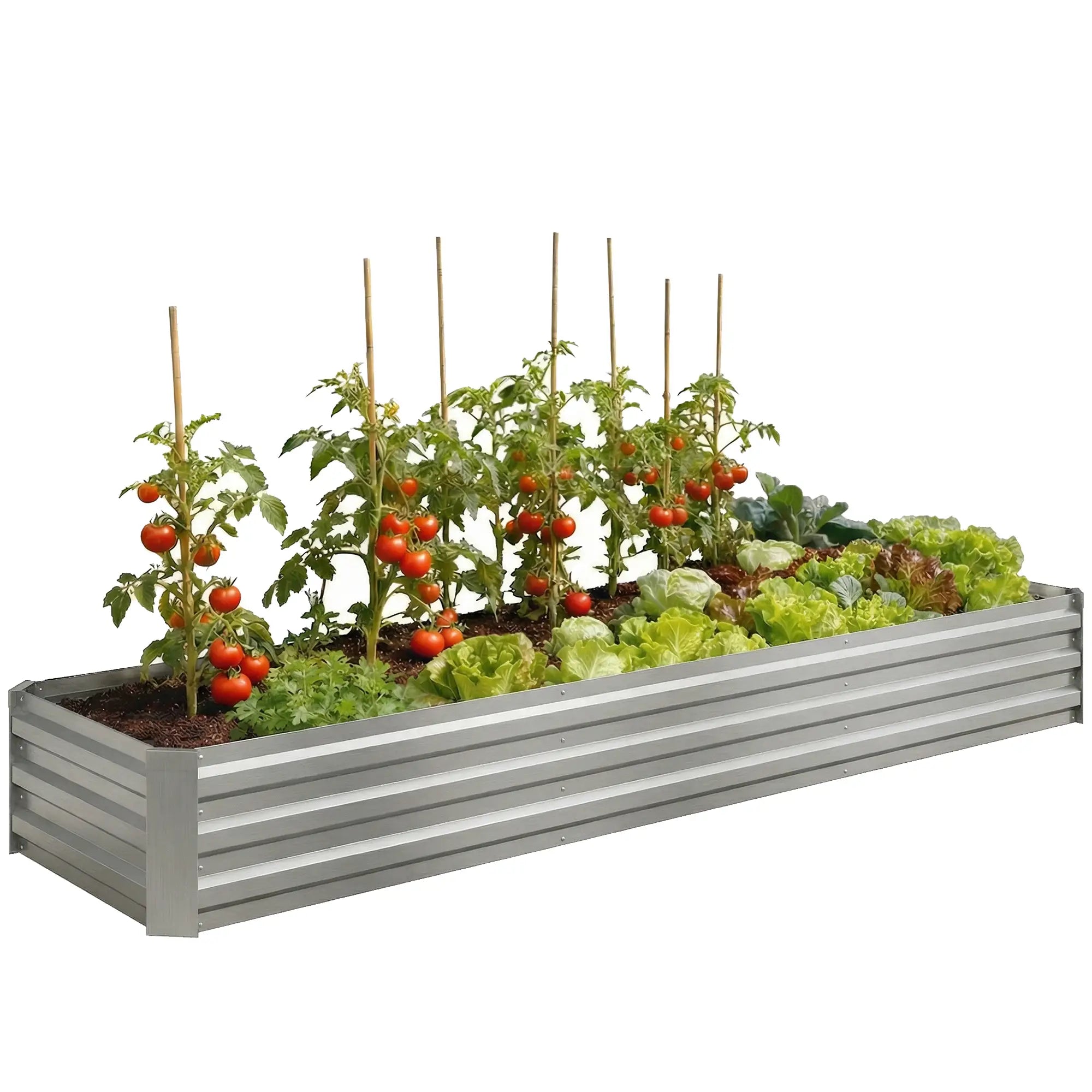8'x2'x1' Galvanized Raised Bed, Elevated Planter Box, Silver Galvanized Planter Boxes at Gallery Canada