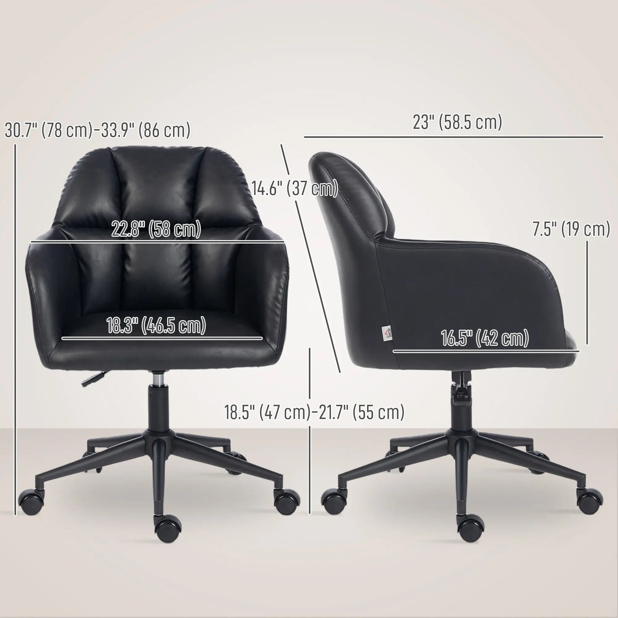 Swivel Office Chair, Faux Leather, Adjustable Height, Black Task Chairs at Gallery Canada