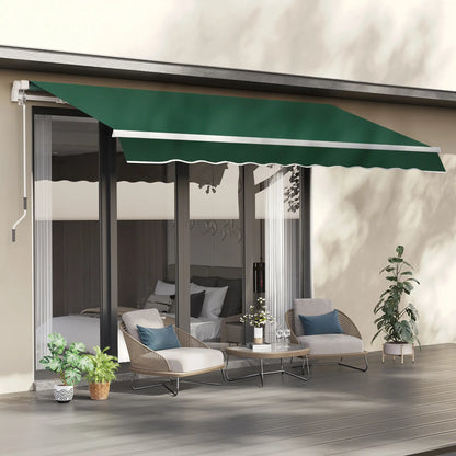 12' x 8' Retractable Awning, UV Water-Resistant Fabric, Aluminum Frame, Green Deck Awnings at Gallery Canada