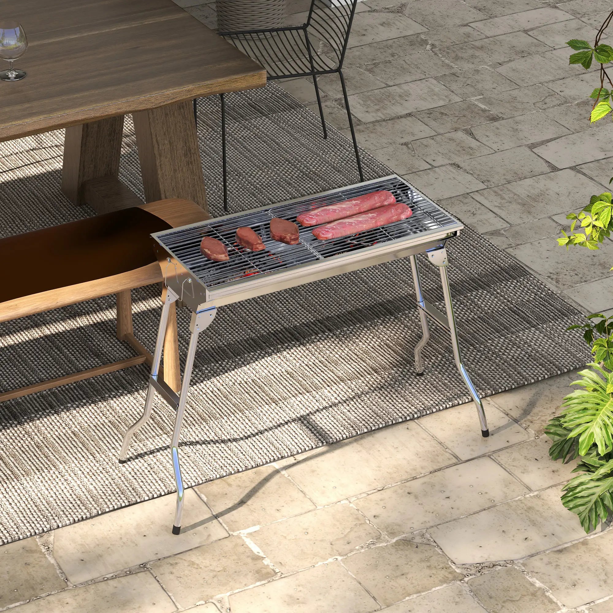 Stainless Steel Charcoal BBQ Grill, Portable With Handles Charcoal BBQ Grils at Gallery Canada