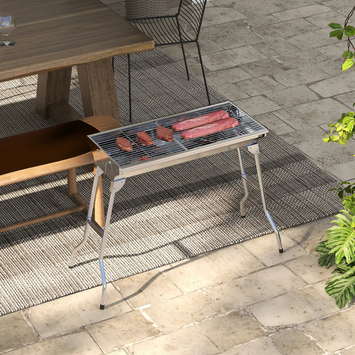 Stainless Steel Charcoal BBQ Grill, Portable With Handles Charcoal BBQ Grils at Gallery Canada