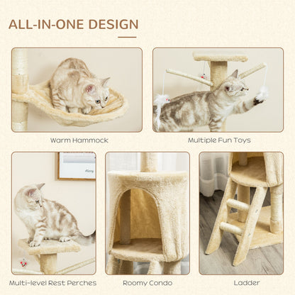 52" Multi-Level Cat Tree, Kitten Playhouse, Cat Activity Center with Scratching Post Rest Condo, Hammock Beige at Gallery Canada