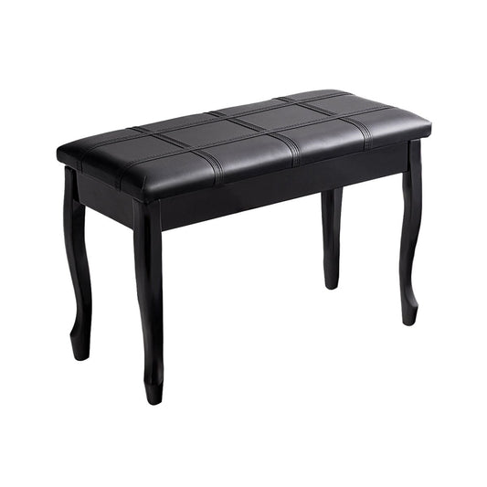 Solid Wood PU Leather Piano Bench with Storage, Black - Gallery Canada