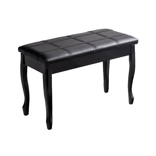 Solid Wood PU Leather Piano Bench with Storage, Black