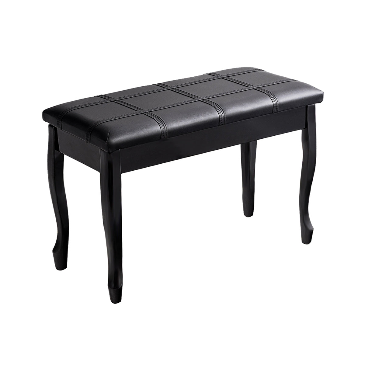 Solid Wood Piano Bench With Storage, Black