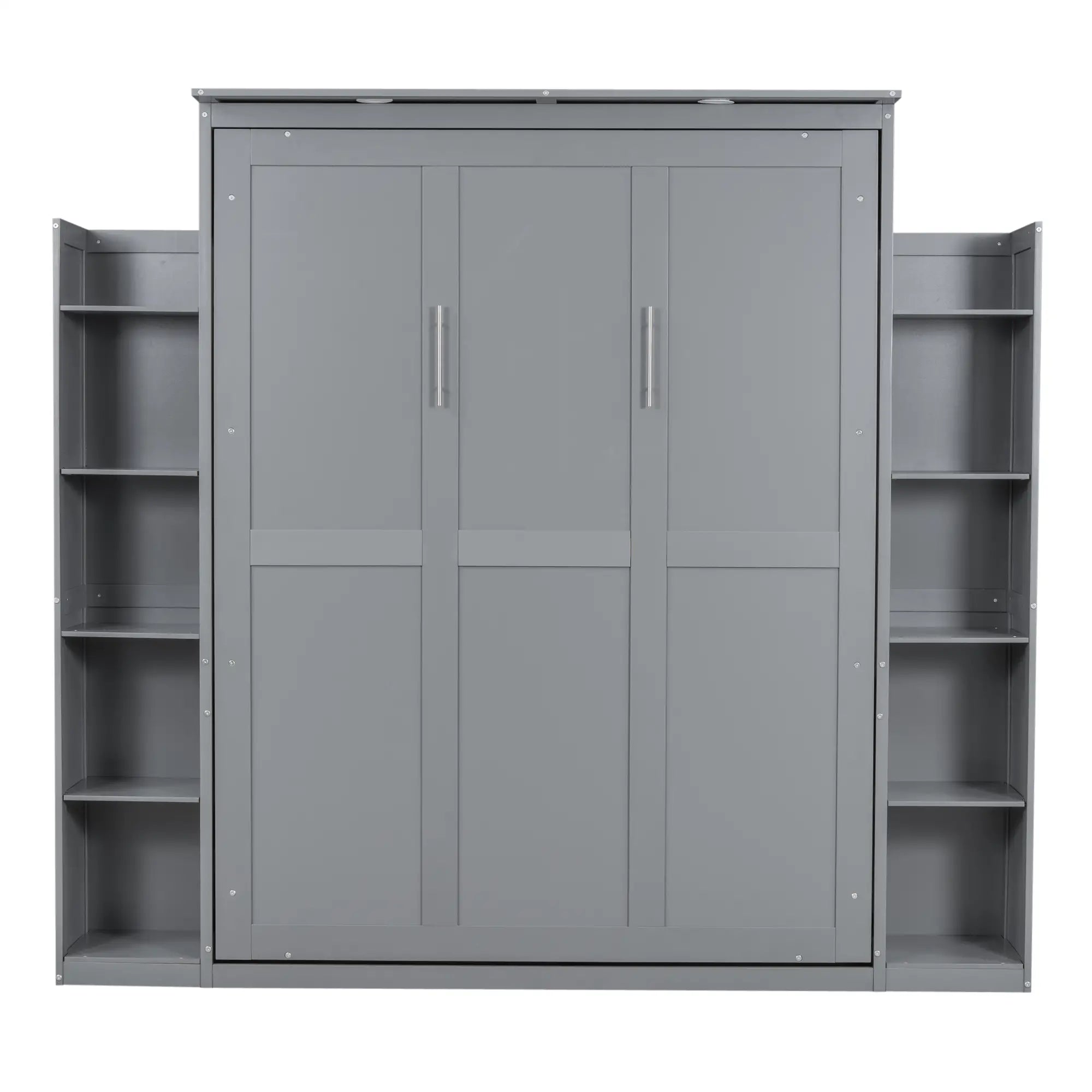 Murphy Bed with Shelves, LED Lights, 97.5