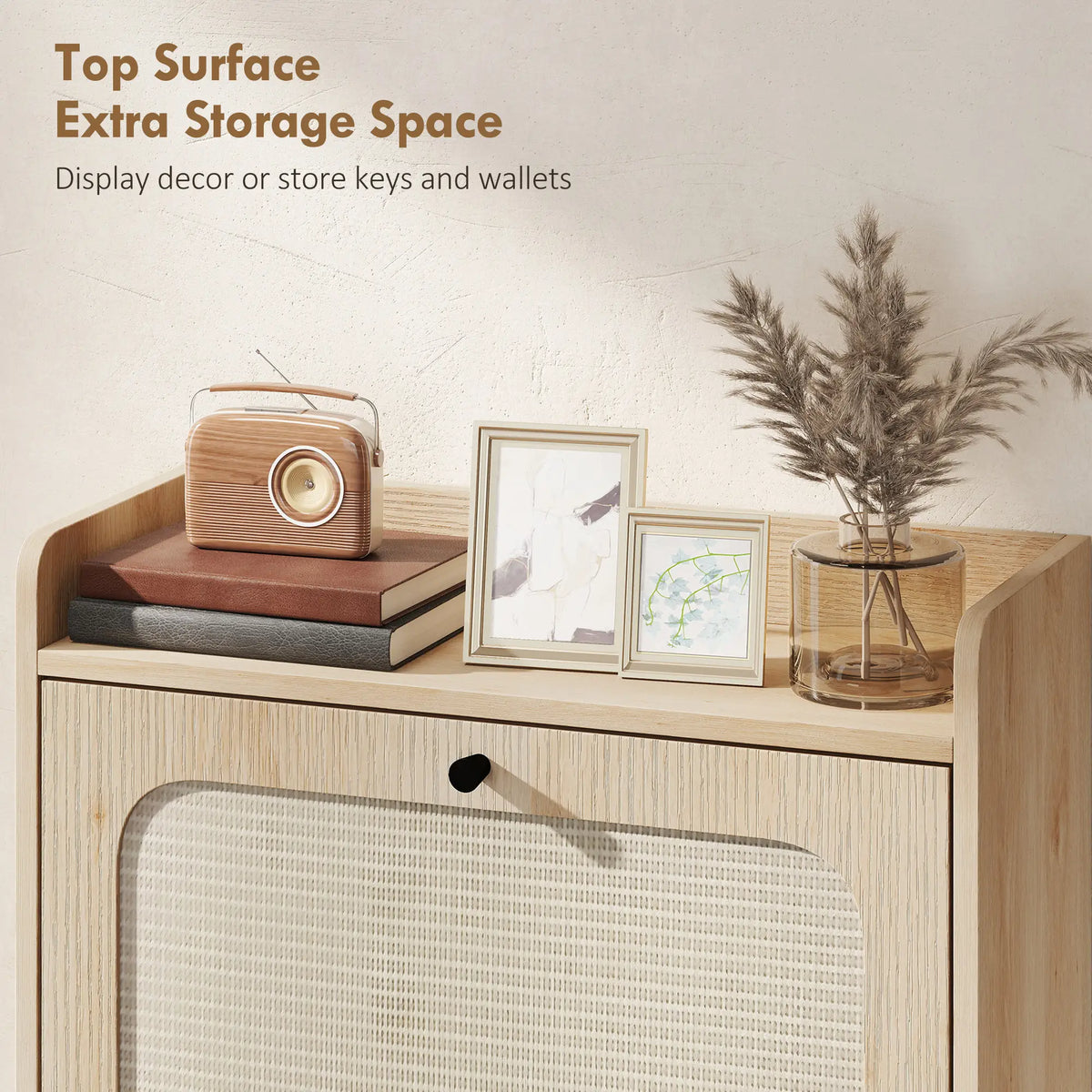 Shoe Cabinet With 2 Flip Drawers, Narrow Oak Storage Shoe Storage Cabinets & Racks at Gallery Canada