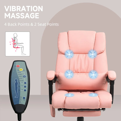 6-Point Vibration Massage Chair, Adjustable Height, Retractable Footrest, Pink Massage Chairs at Gallery Canada