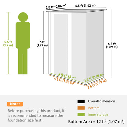 5 x 3ft Metal Garden Shed, Sloped Roof, Lockable Door, Grey Sheds at Gallery Canada