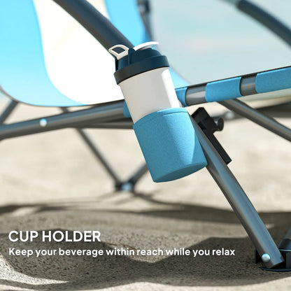 Folding Beach Chairs, Mesh Back, Carry Bag, Cup Holder, 22.8" x 21.7" x 24.4" Picnic Tables & Camping Chairs at Gallery Canada