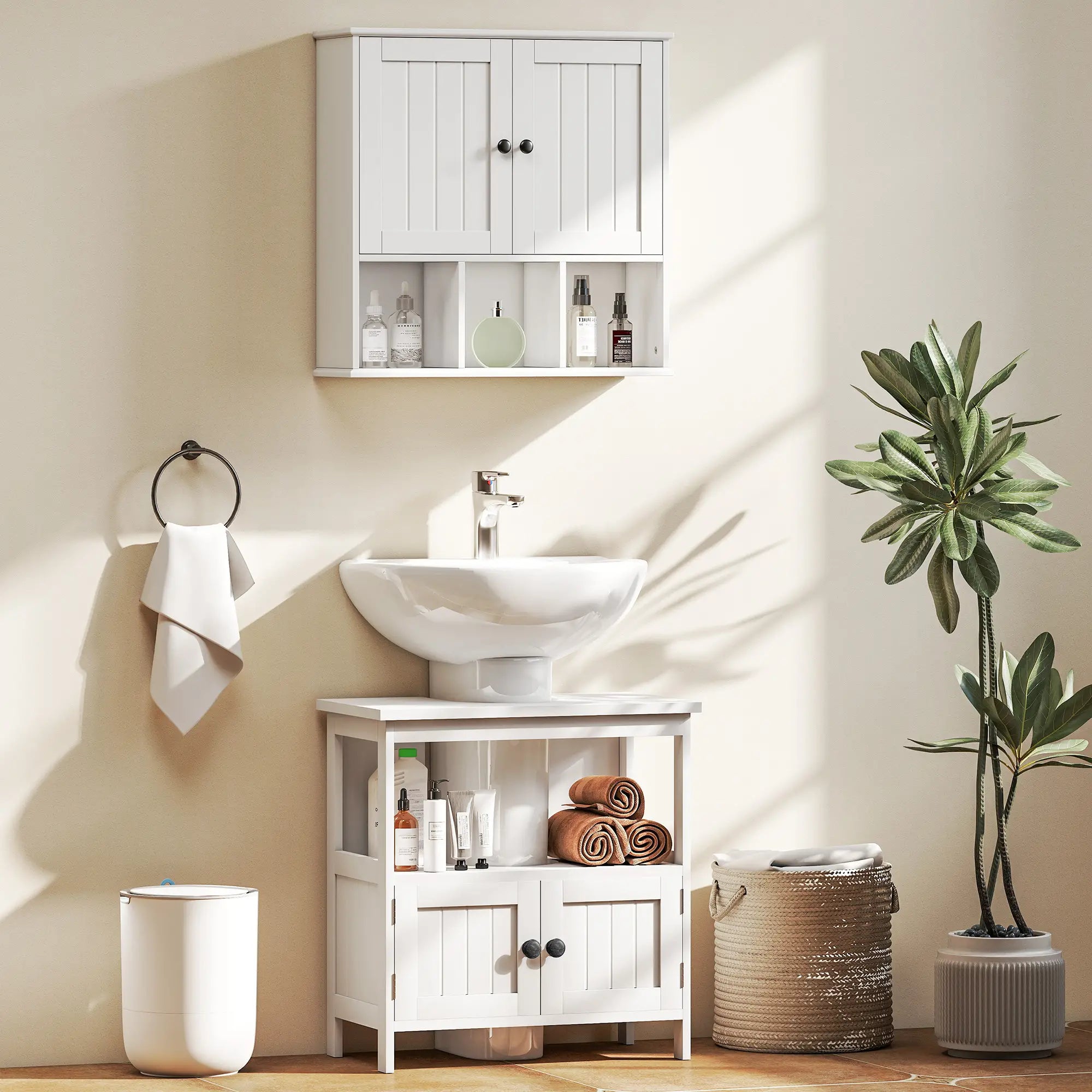 Farmhouse Wall Mounted Medicine Cabinet, Adjustable Shelf, White Wall Mounted Cabinets at Gallery Canada