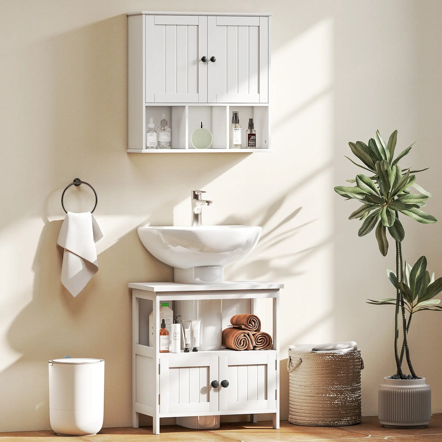 Farmhouse Wall Mounted Medicine Cabinet, Adjustable Shelf, White Wall Mounted Cabinets at Gallery Canada