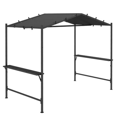 9' x 5' BBQ Grill Gazebo Tent, Steel Frame With Serving Shelves, Dark Grey BBQ Grill Gazebos at Gallery Canada