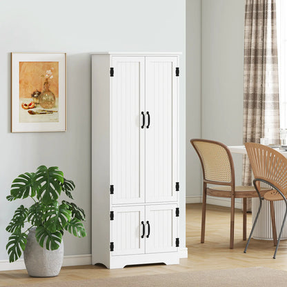 60" 4-Door Storage Cabinet, Adjustable Shelves, Large Pantry, White Kitchen Pantry Cabinets at Gallery Canada