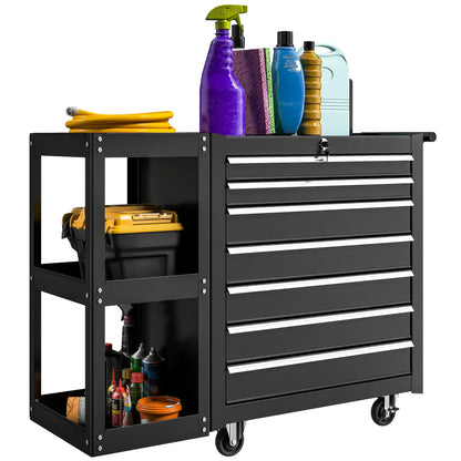 7-Drawer Rolling Tool Chest, Lockable Cabinet, Black Tool Organizers at Gallery Canada